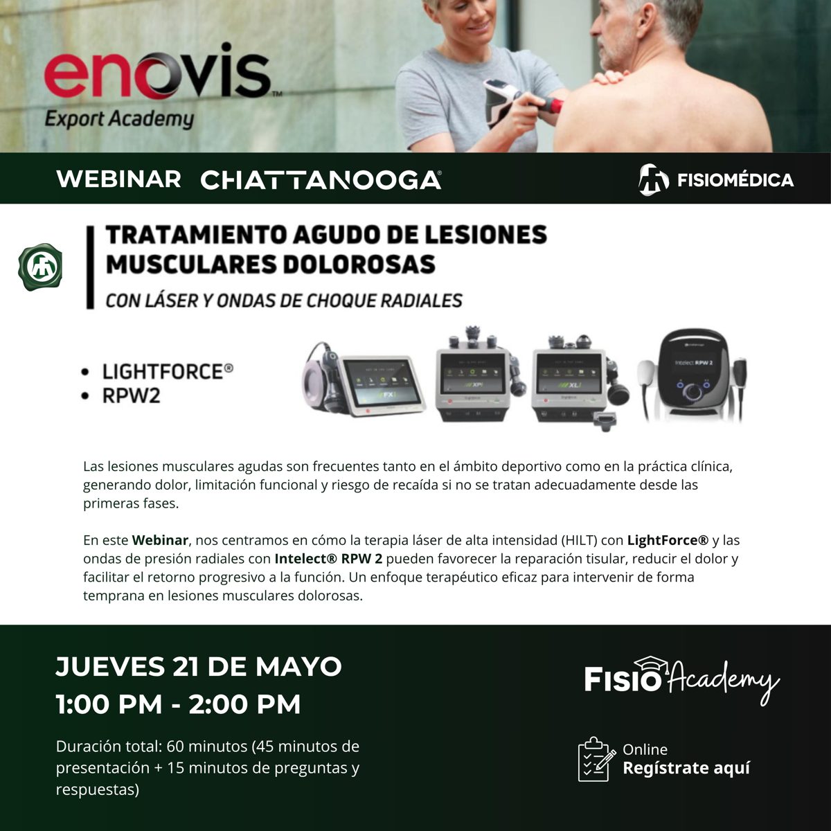 Webinar Chattanooga sobre lesiones musculares con láser LightForce y ondas de choque RPW 2