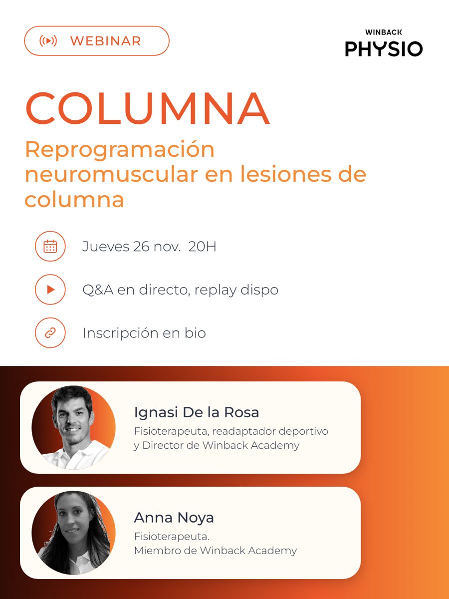 Webinar Winback Physio sobre lesiones de columna con Ignasi De la Rosa y Anna Noya